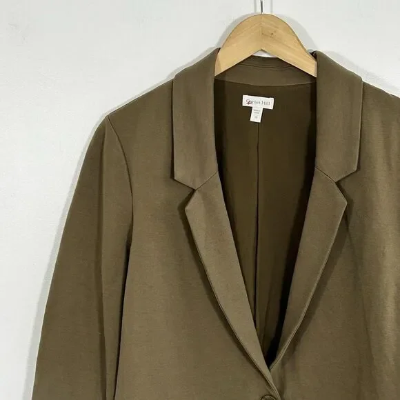 Garnet Hill Knit Relaxed Blazer Size 10 Single Button Pockets Jacket Preppy - Picture 3 of 8